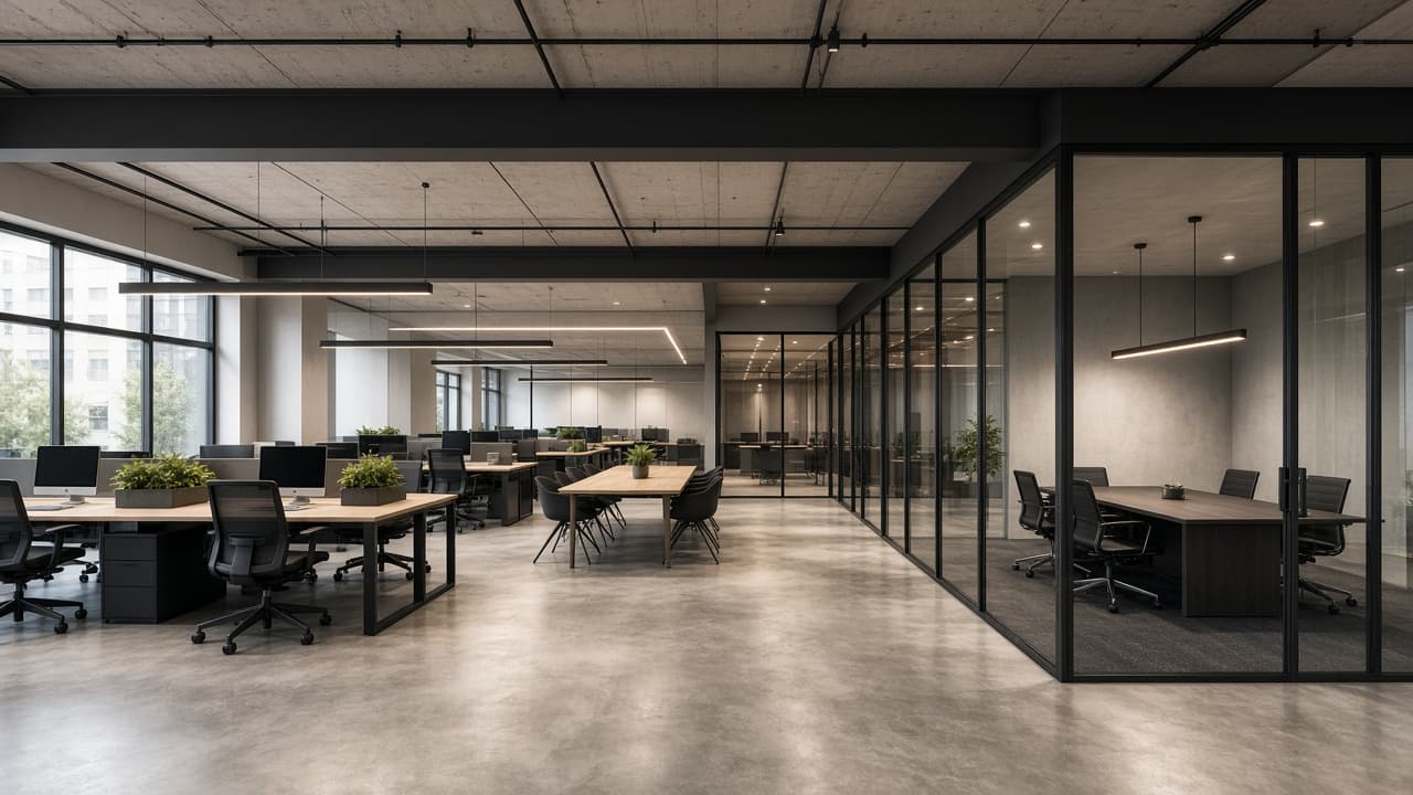 Finished commercial workplace interior